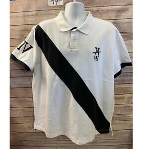 HAMPTON & CO DOG LOGO Wht Black POLO SHIRT IV BORN AND BRED ON THE EAST END 2XL